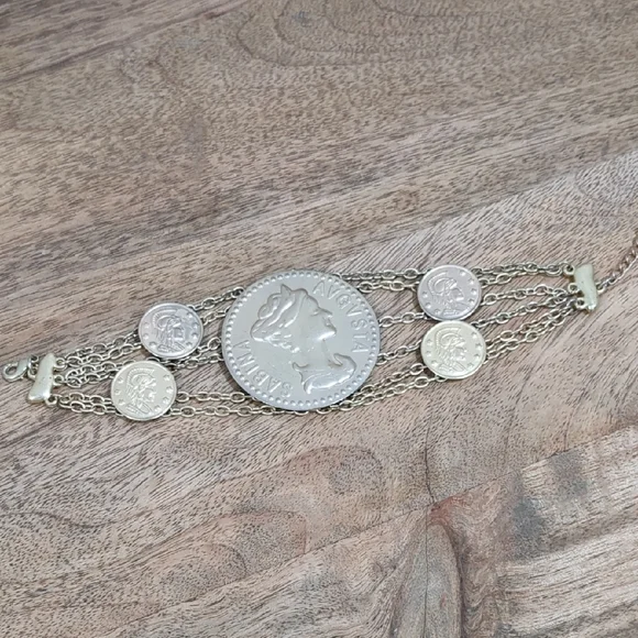 Greek Coins Multilayer Chains Bracelet - Picture 3 of 13